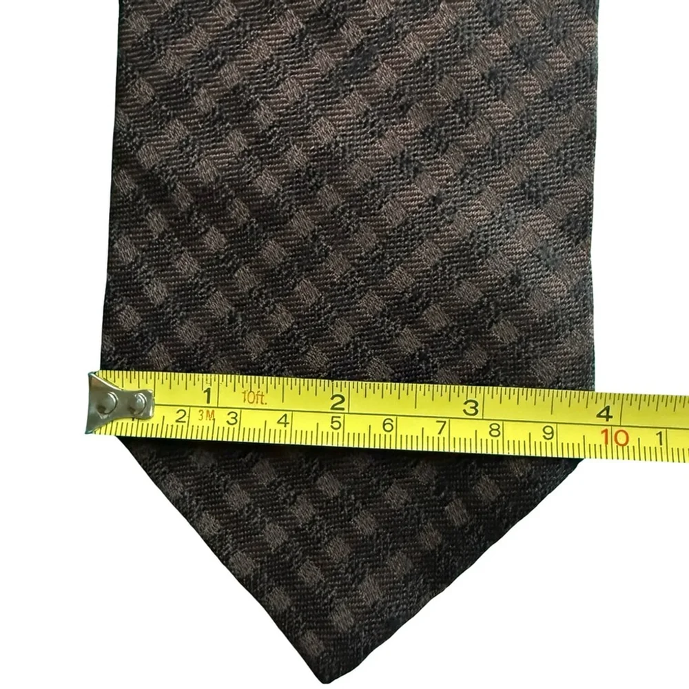 Giorgio Armani Brown and Black Checkered Silk Blend Tie Classic Business Luxury